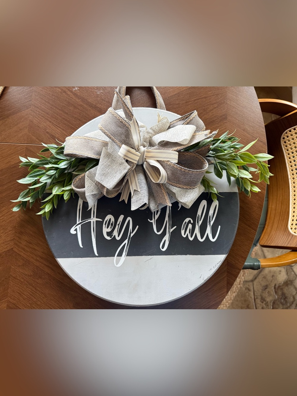 Hey Y’all Farmhouse Door Sign Wreath Alternative Greenery Bow Decor